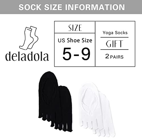 Деладола не се лизга јога чорапи со залепи црни пет пети чорап пилатес балет баре за жени и девојчиња
